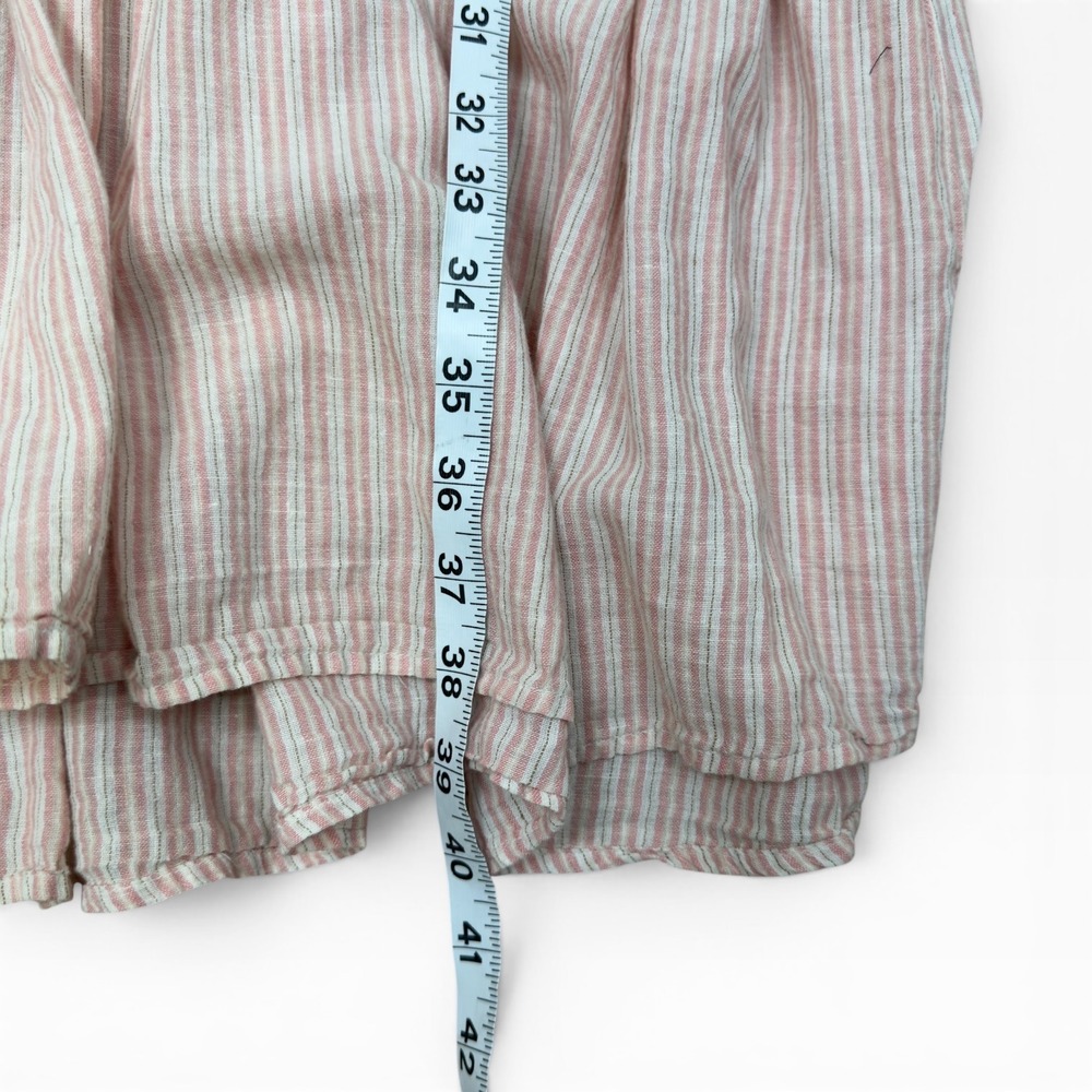 Johnny Was Pete & Greta Dress Large Pink Embroidered Striped Linen Cotton FLAW - Picture 6 of 9